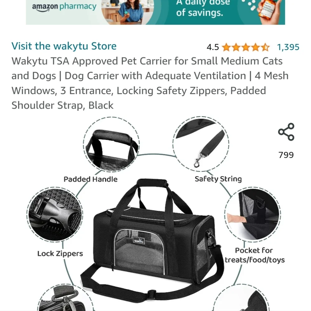 Wakytu TSA Approved Foldable Pet Carrier